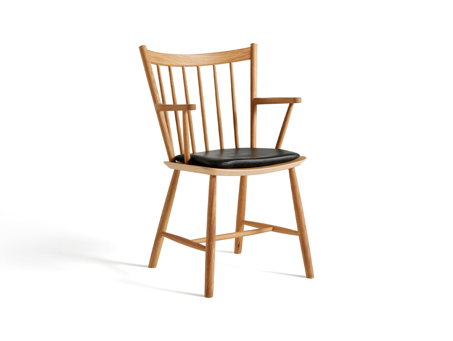 HAY J42 oiled oak chair / black sense leather seat cushion