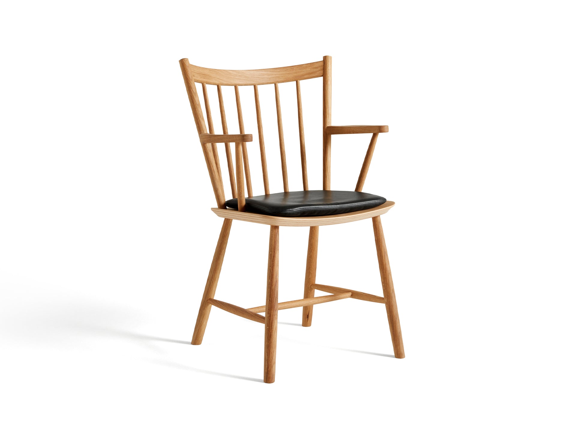 HAY J42 oiled oak chair / black sense leather seat cushion