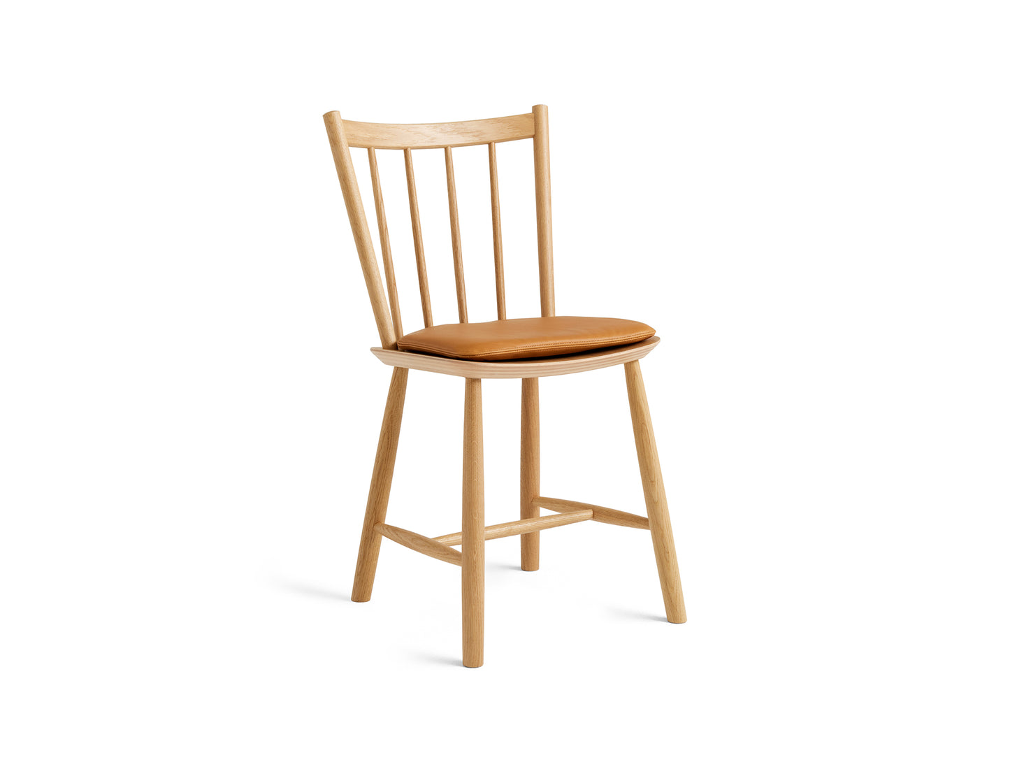 HAY J41 lacquered oak chair / Sense cognac seat cushion