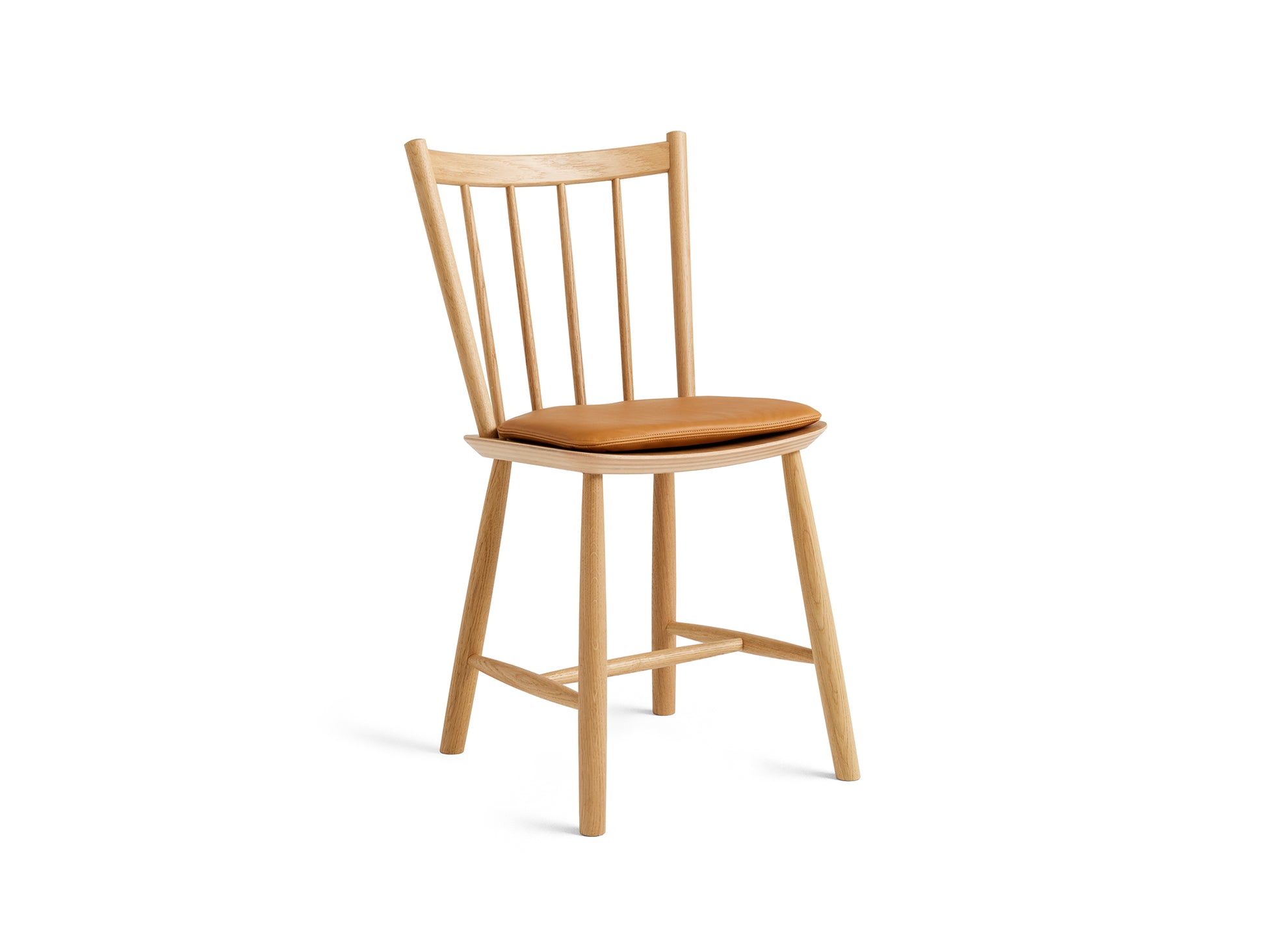 HAY J41 lacquered oak chair / Sense cognac seat cushion