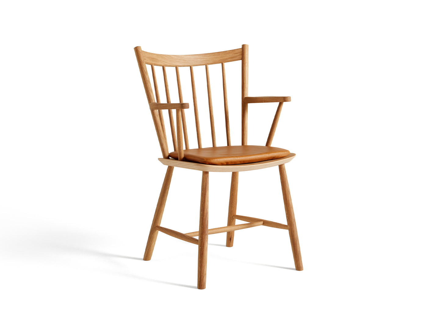 HAY J42 oiled oak chair / cognac sense leather seat cushion