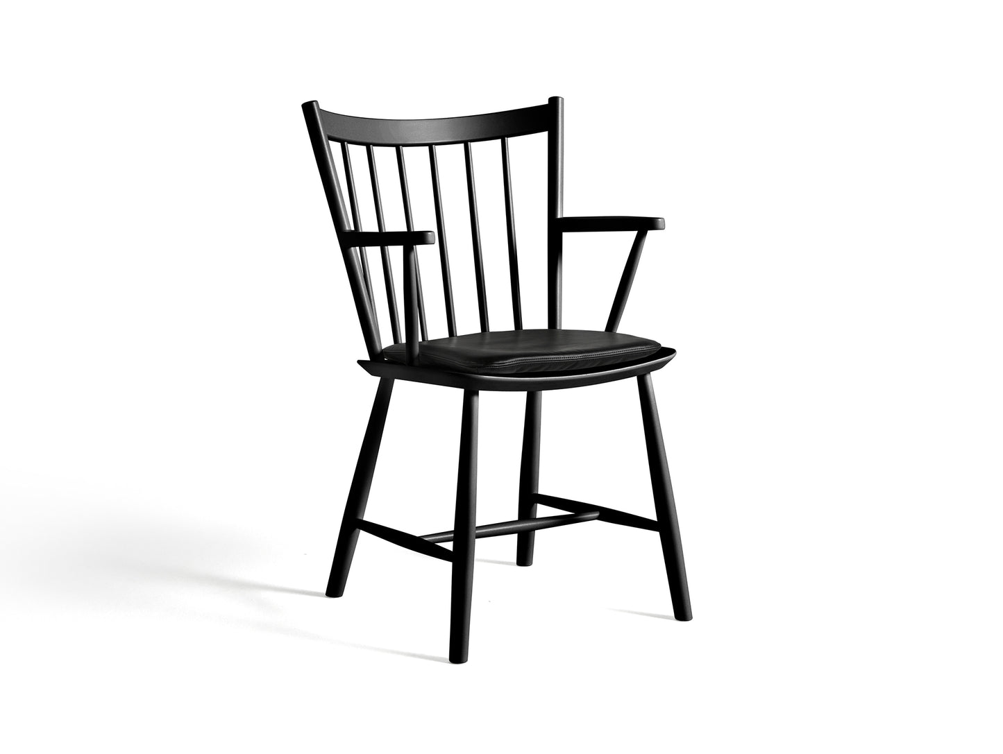 HAY J42 black chair / black sense leather seat cushion
