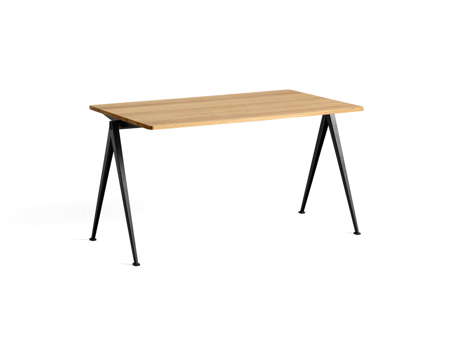 Pyramid Table 01 by HAY - Length: 140 cm / Width: 75 cm / Clear Lacquered Oak / Black Frame