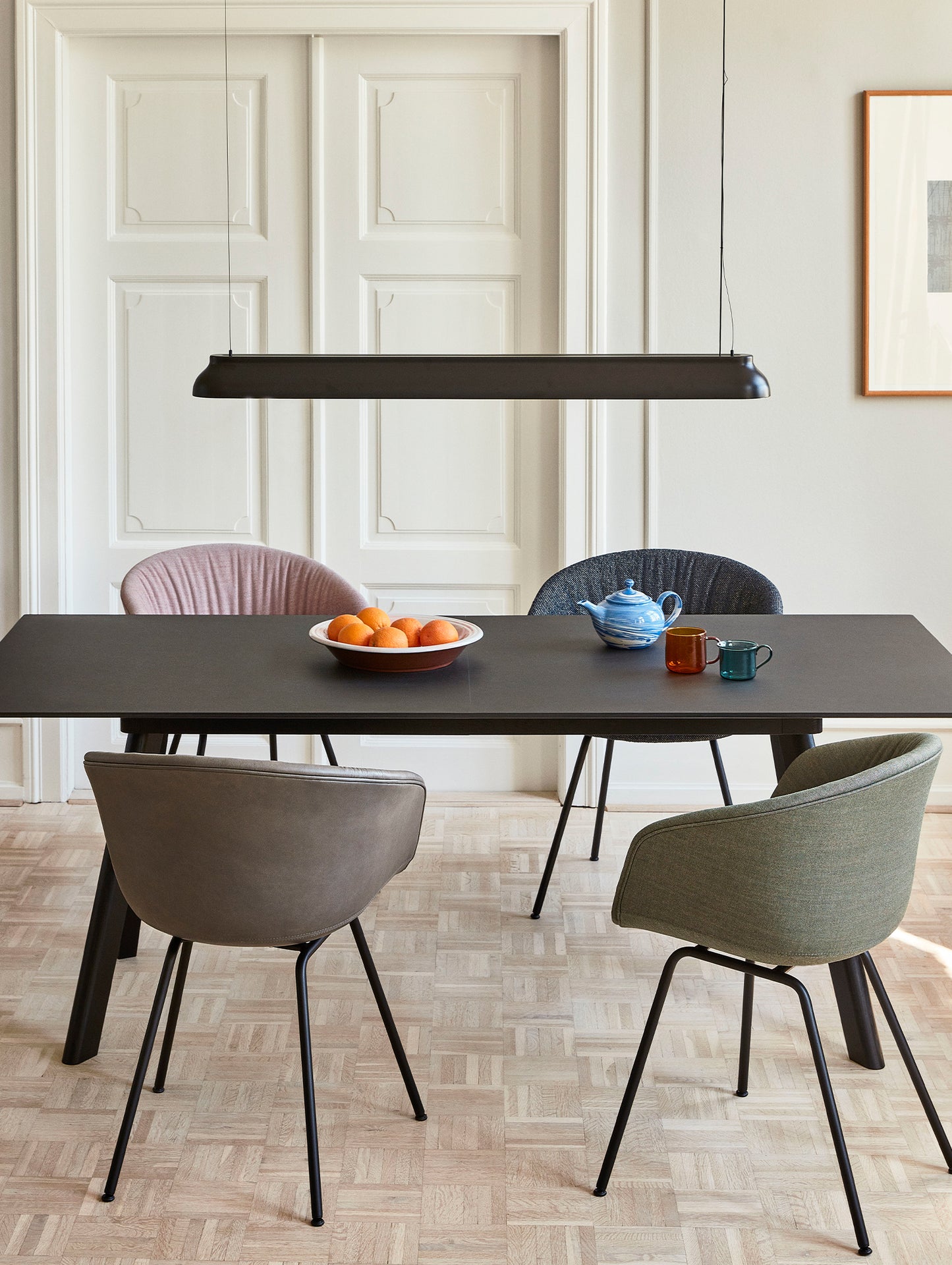 CPH30 Extendable Dining Table by HAY - Black Linoleum Tabletop with Black Lacquered Oak Base