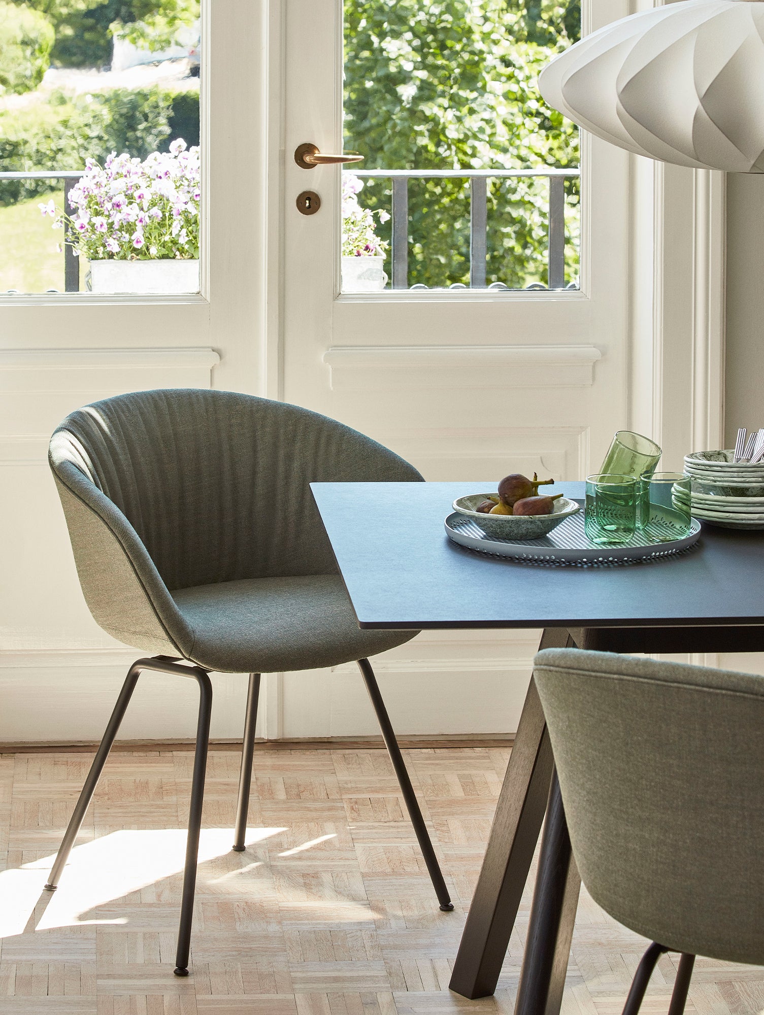 CPH30 Extendable Dining Table by HAY - Black Linoleum Tabletop with Black Lacquered Oak Base