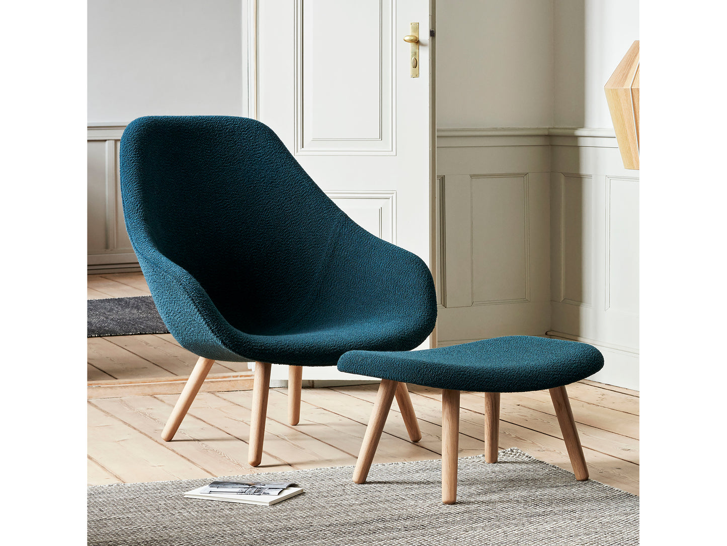 HAY AAL 92 Chair - Flamiber Petrol Blue - Matt Lacquered Oak