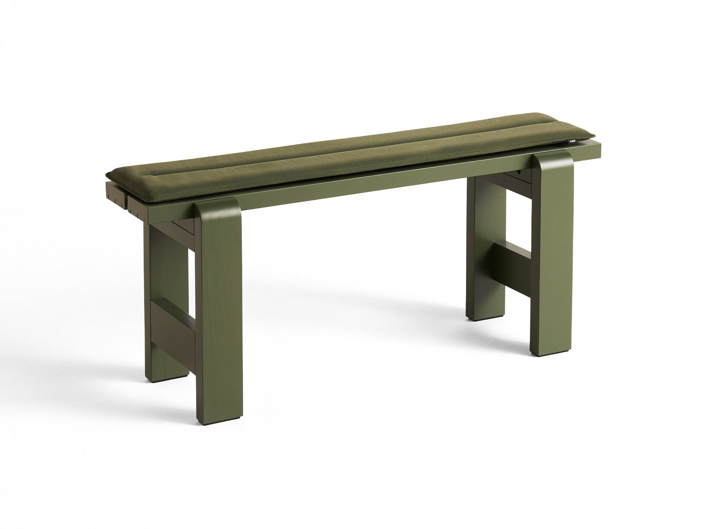 Weekday Bench with Cushion by HAY - Length: 111 cm / Olive Lacquered Pinewood