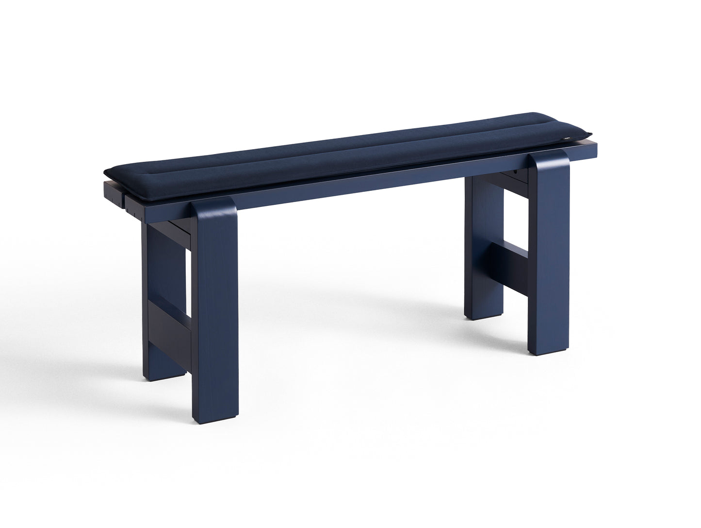 Weekday Bench with Cushion by HAY - Length: 111 cm / Steel Blue Lacquered Pinewood