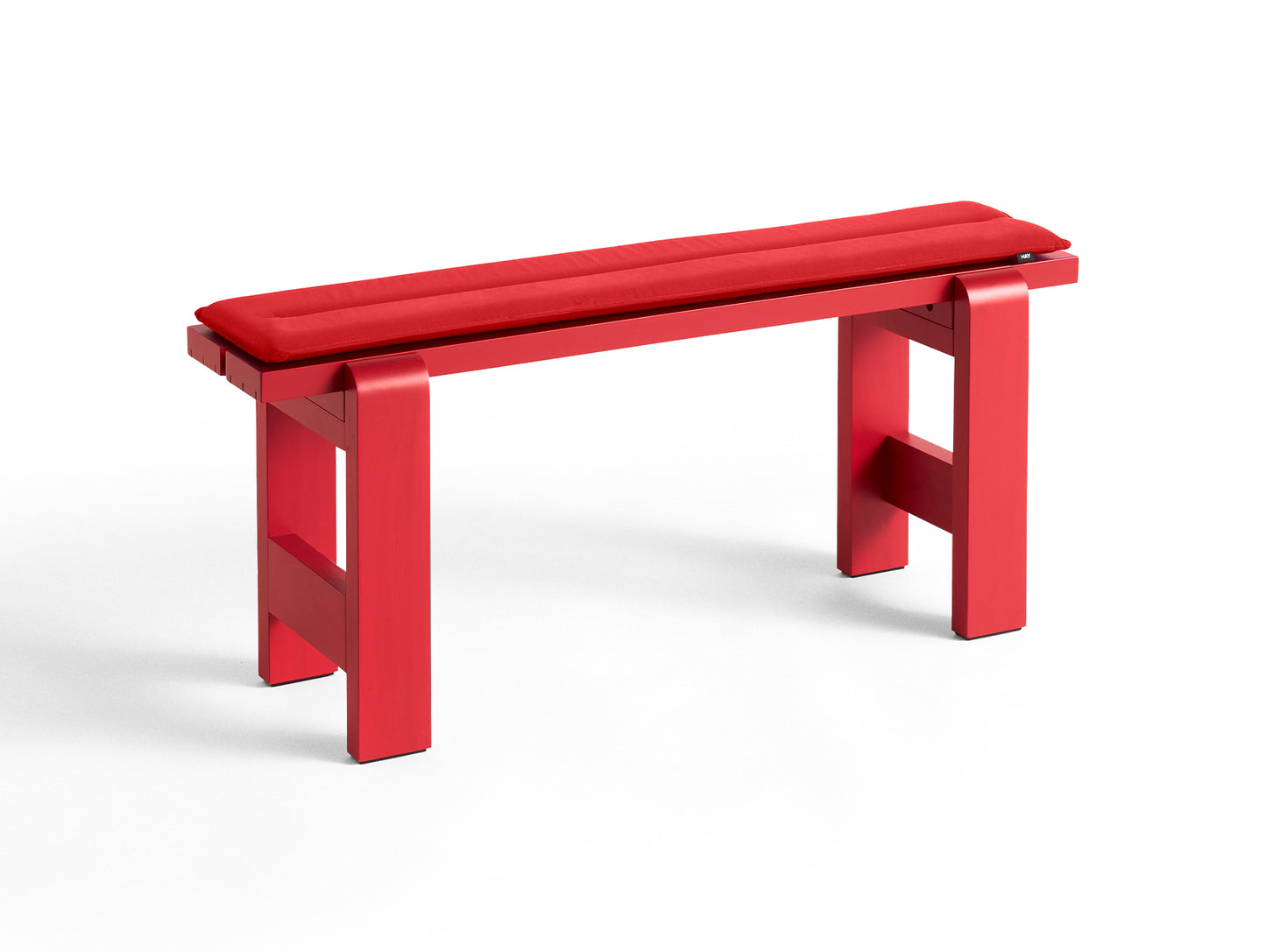 Weekday Bench with Cushion by HAY - Length: 111 cm / Wine Red Lacquered Pinewood