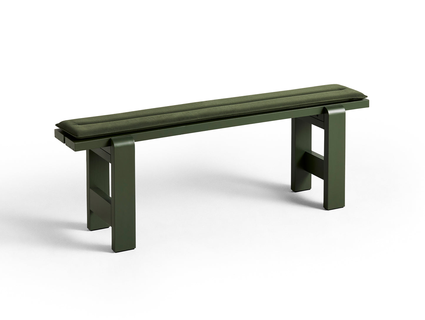 Weekday Bench with Cushion by HAY - Length: 140 cm / Olive Lacquered Pinewood