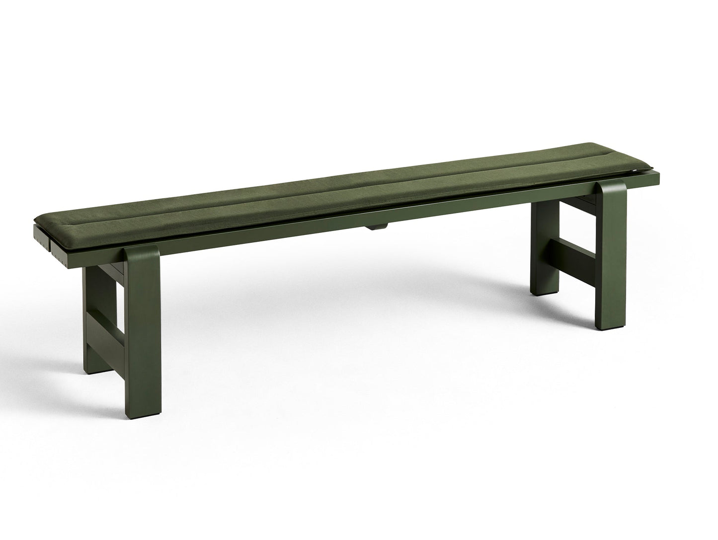 Weekday Bench with Cushion by HAY - Length: 190 cm / Olive Lacquered Pinewood with Olive Cushion