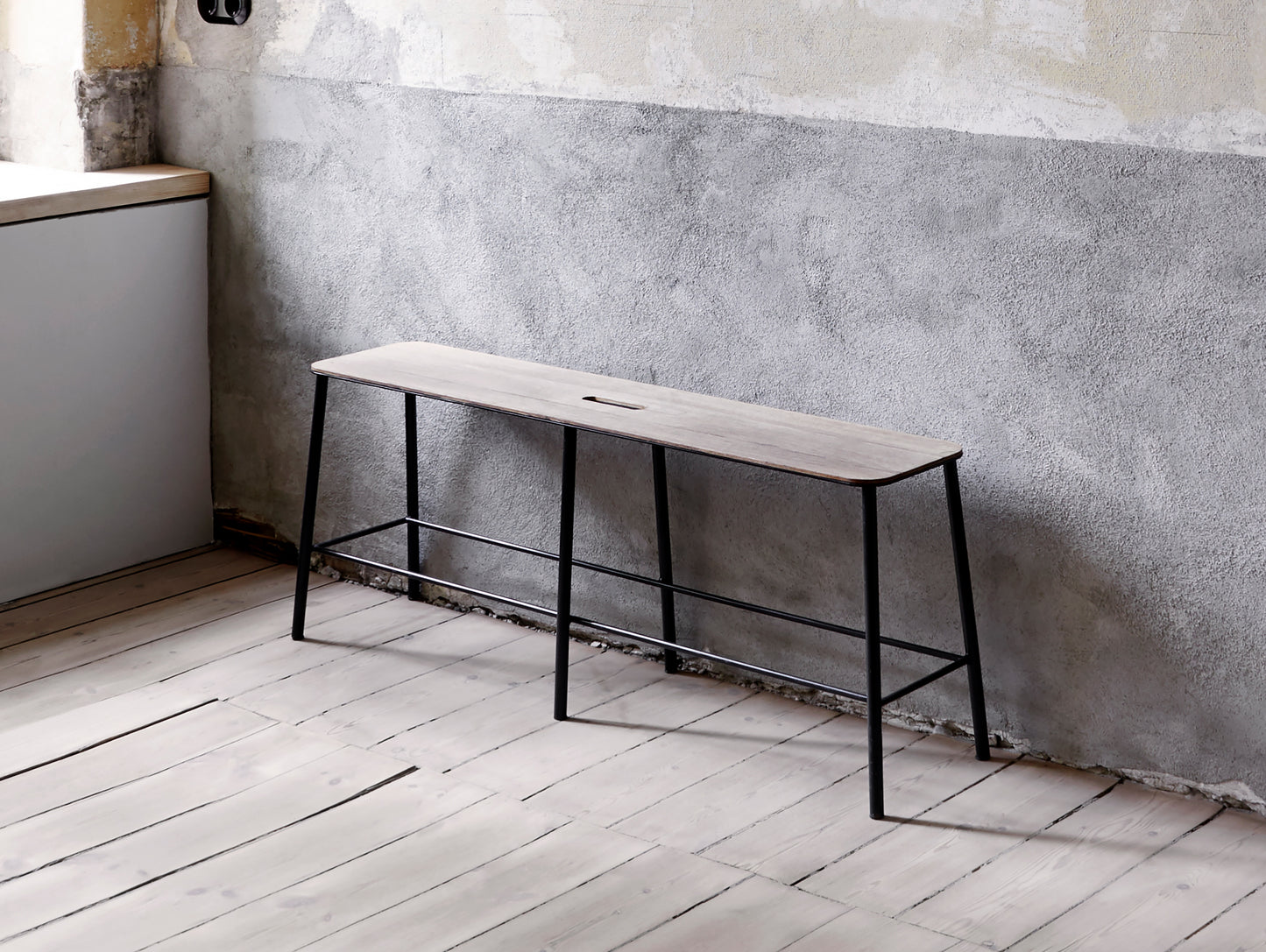 Frama Adam Bench - Oak Top / Black Steel Powder Coated Steel Frame / 120 cm