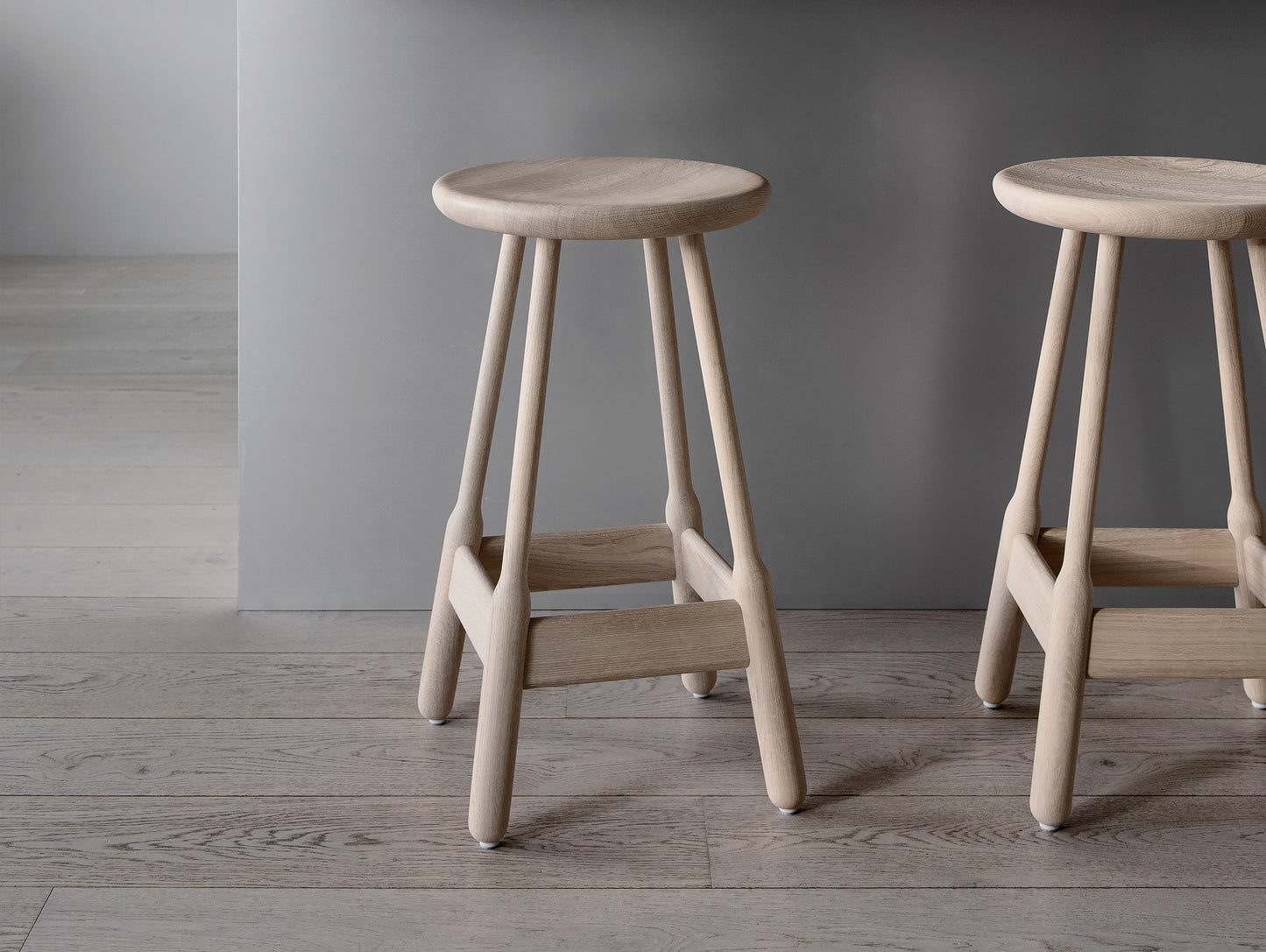 Albert Bar Stool, 75 cm, White Oiled Oak