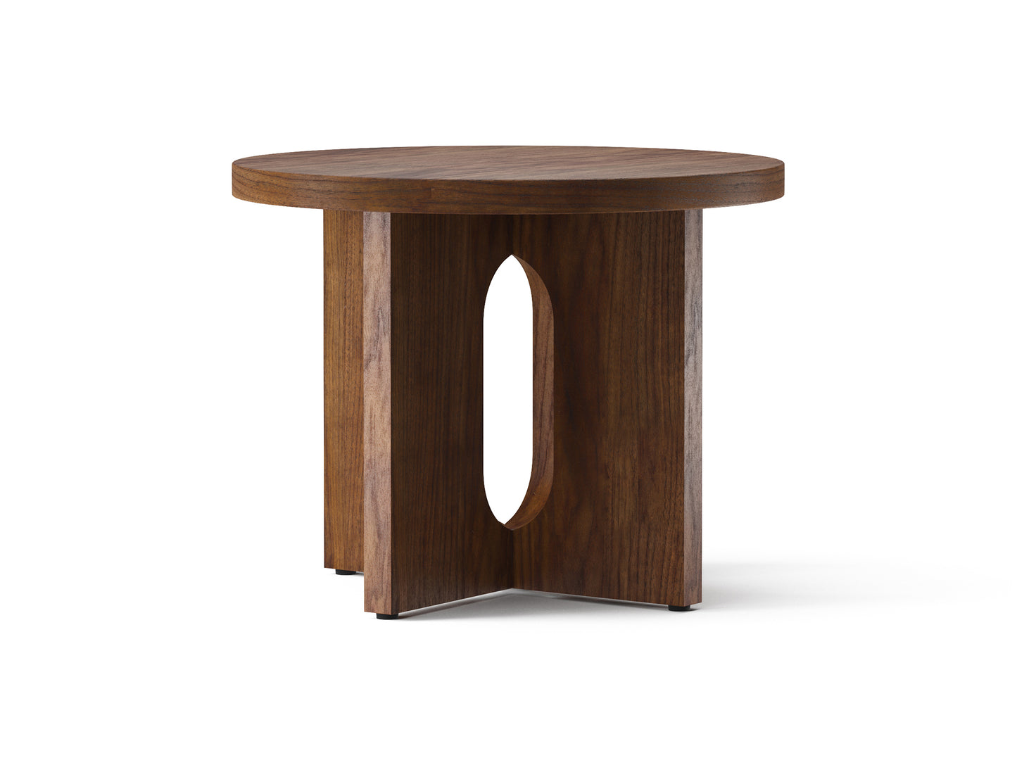 Androgyne Side Table, Ø50 - Walnut Veneer Top / Walnut Veneer Base