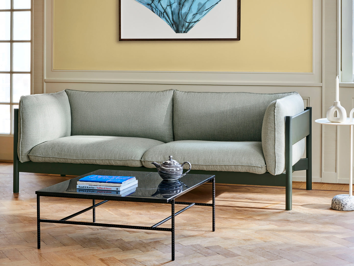 HAY Arbour Sofa / 3-Seater / Re-wool 408 / Bottle Green Beech Frame