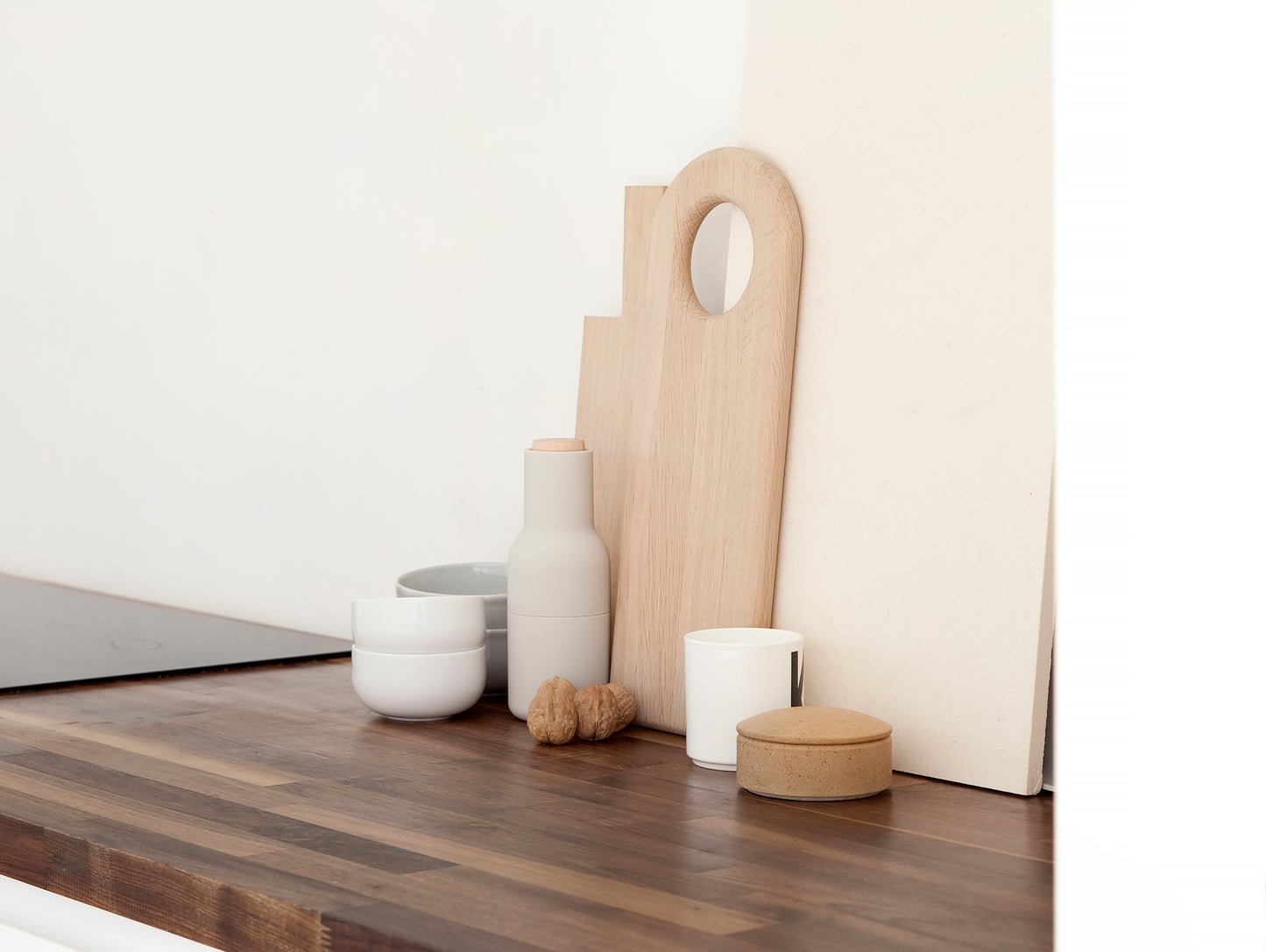 Ash/Carbon Bottle Grinders (Beech top) by Menu