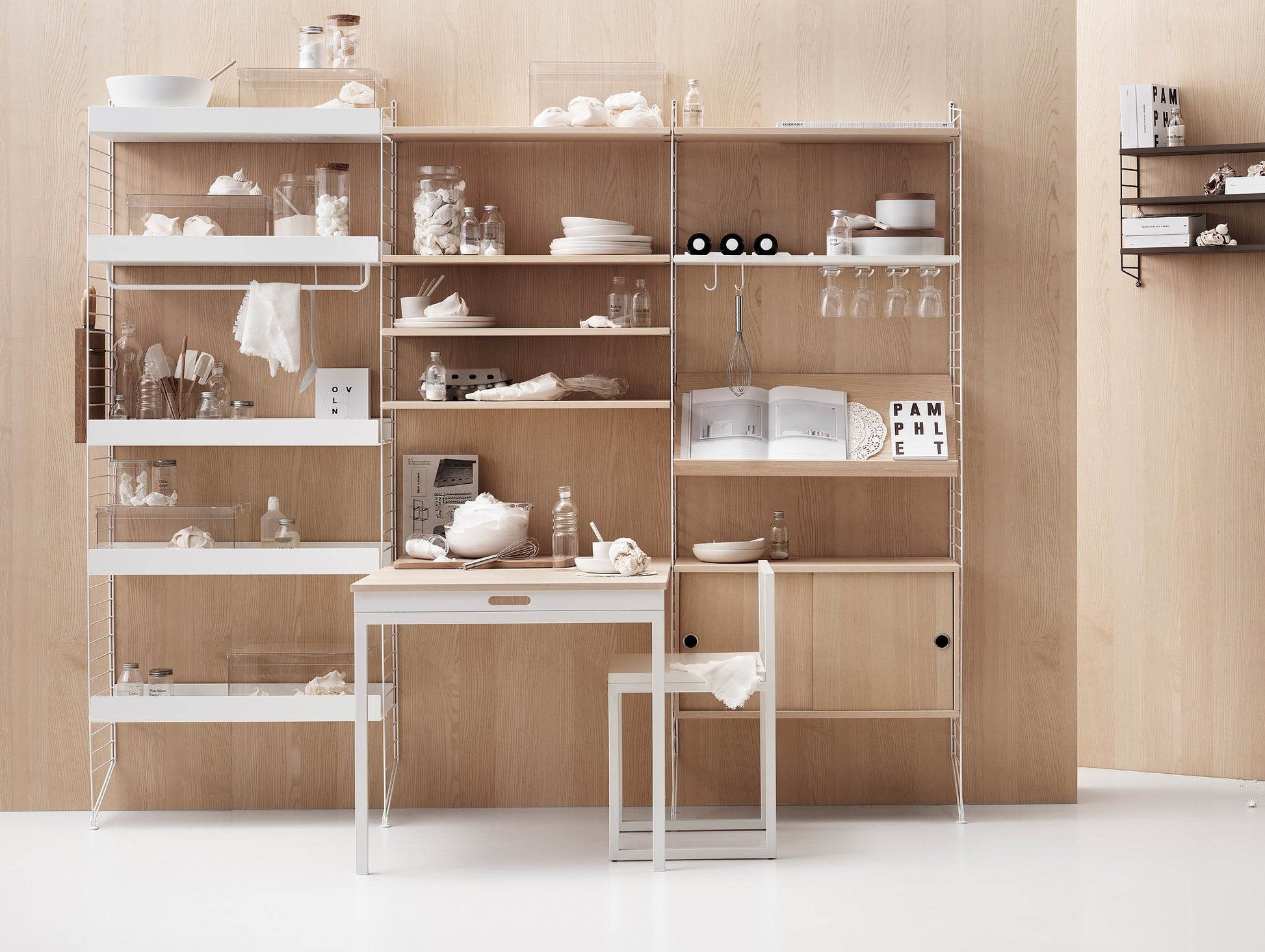String Ash and White Metal Kitchen scene