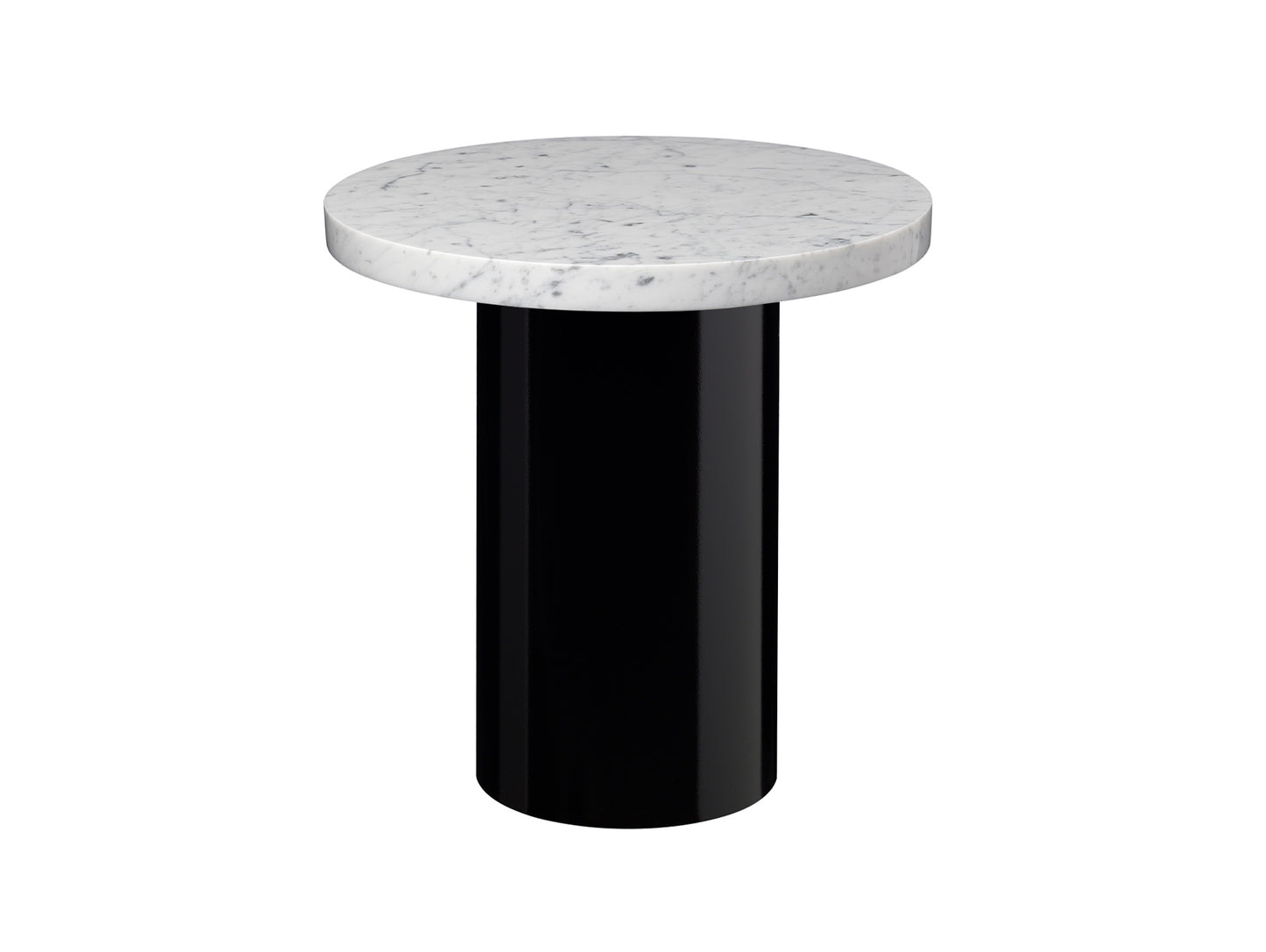 CT09 Enoki Side Table by e15 - (D 40 H 40 cm) Bianco Carrara Marble Tabletop / Jet Black Steel Base