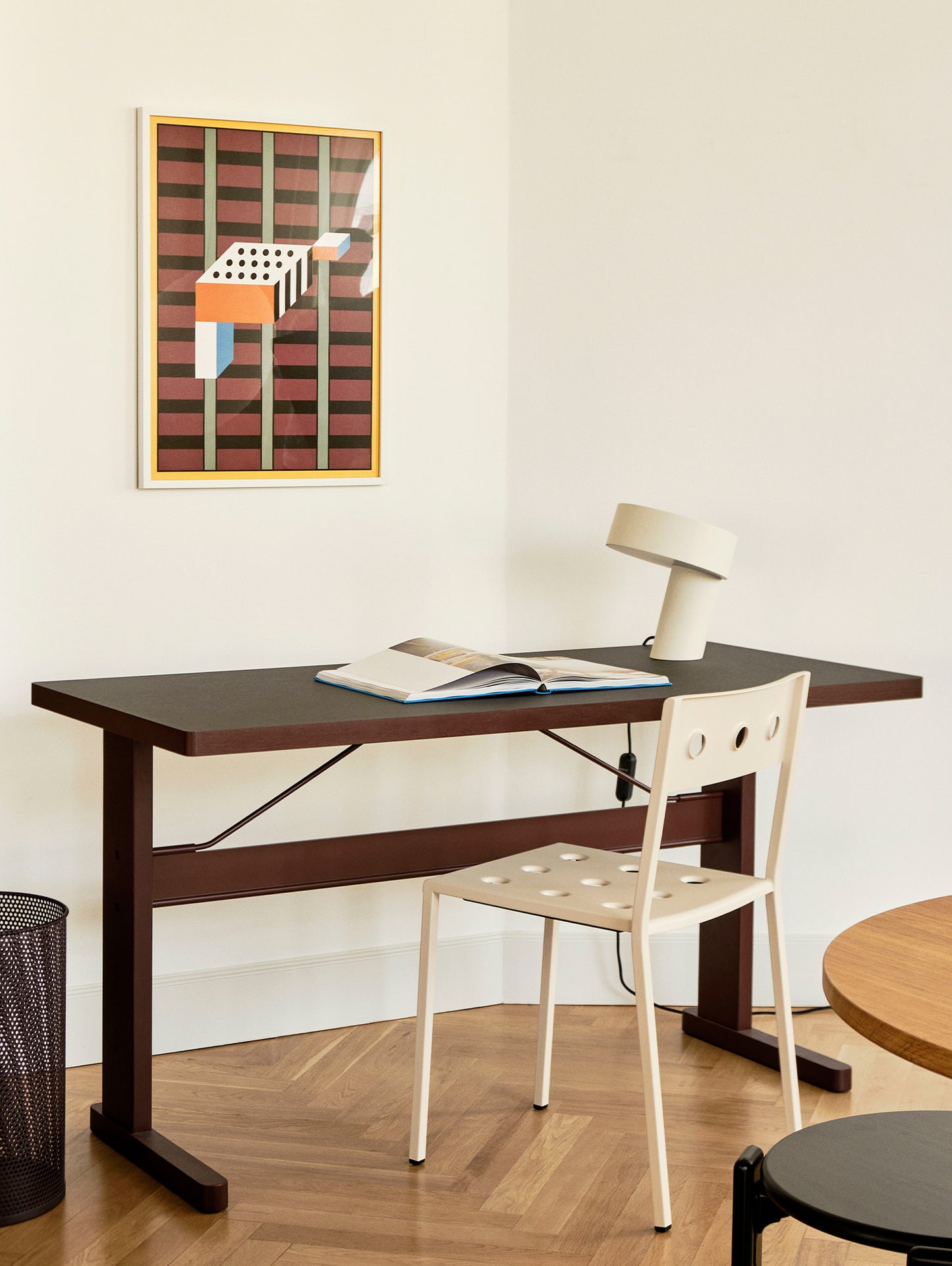 Passerelle Desk by HAY - Burgundy Red Laminate Tabletop with Burgundy Red Oak Frame