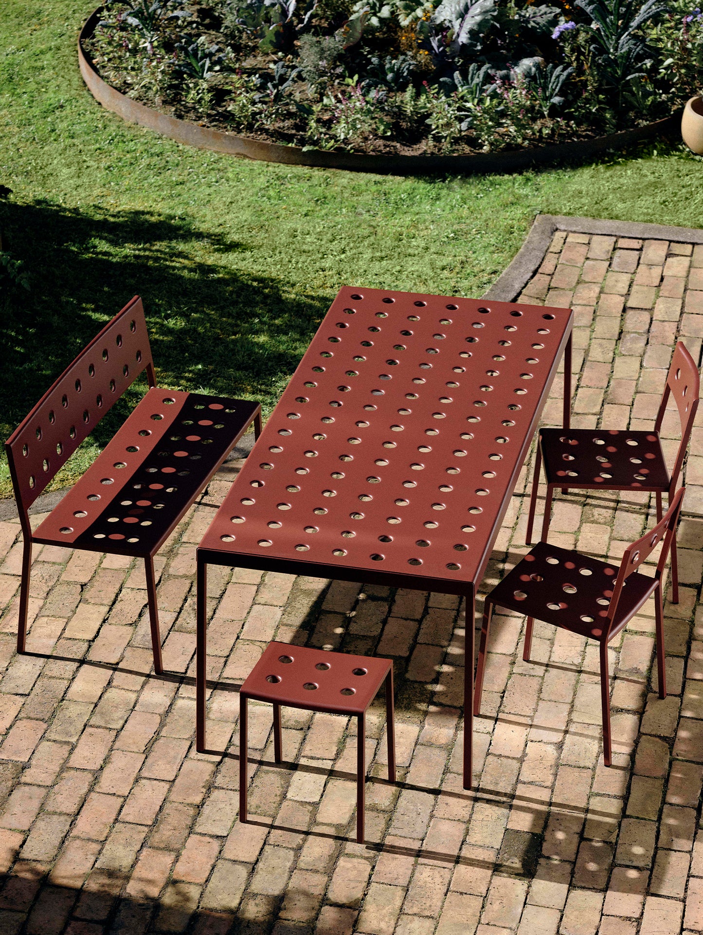 Balcony Outdoor Bench by HAY - Iron Red