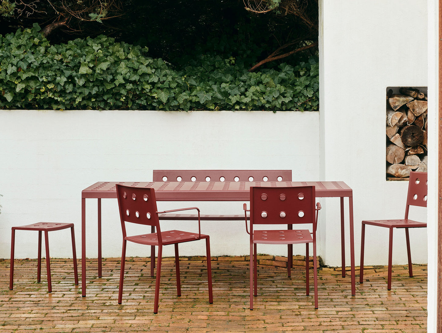 Balcony Outdoor Bench by HAY - Iron Red