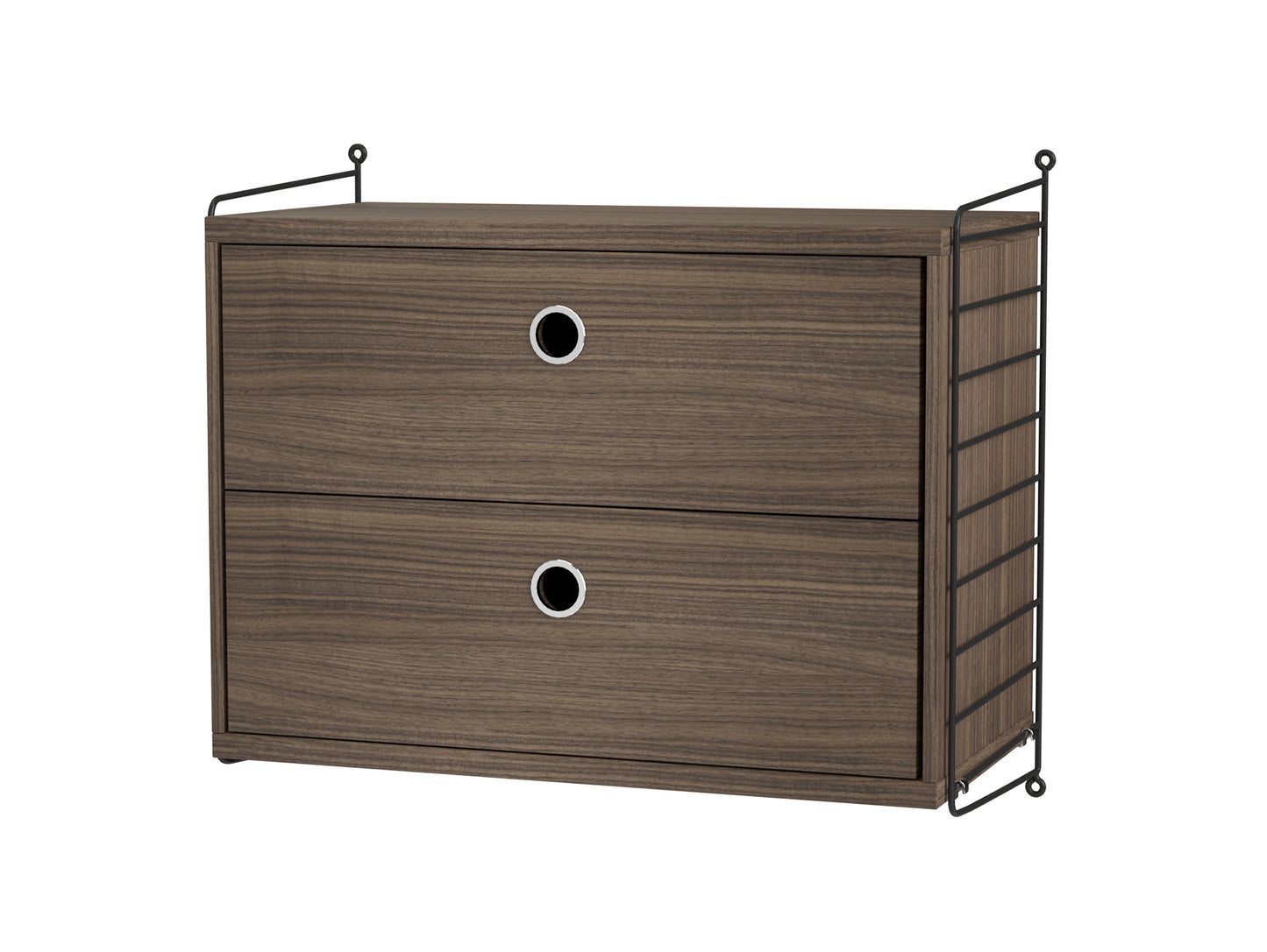 Bedroom Combination A by String - walnut / black panels