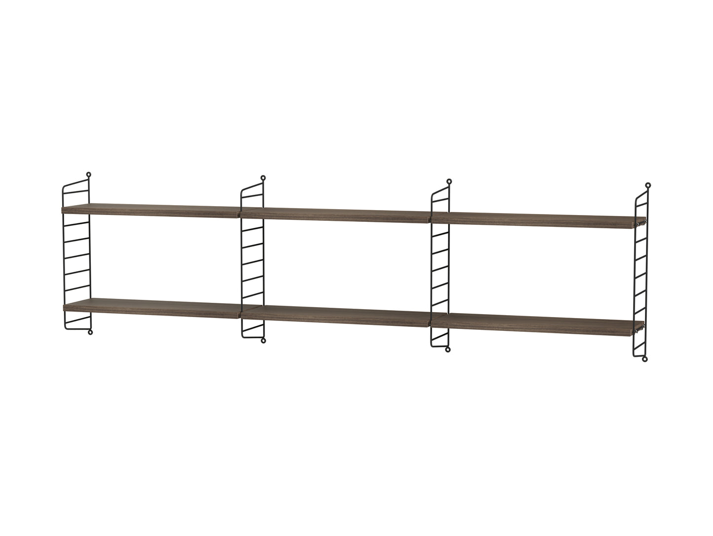 Bedroom Combination E by String - walnut / black panels