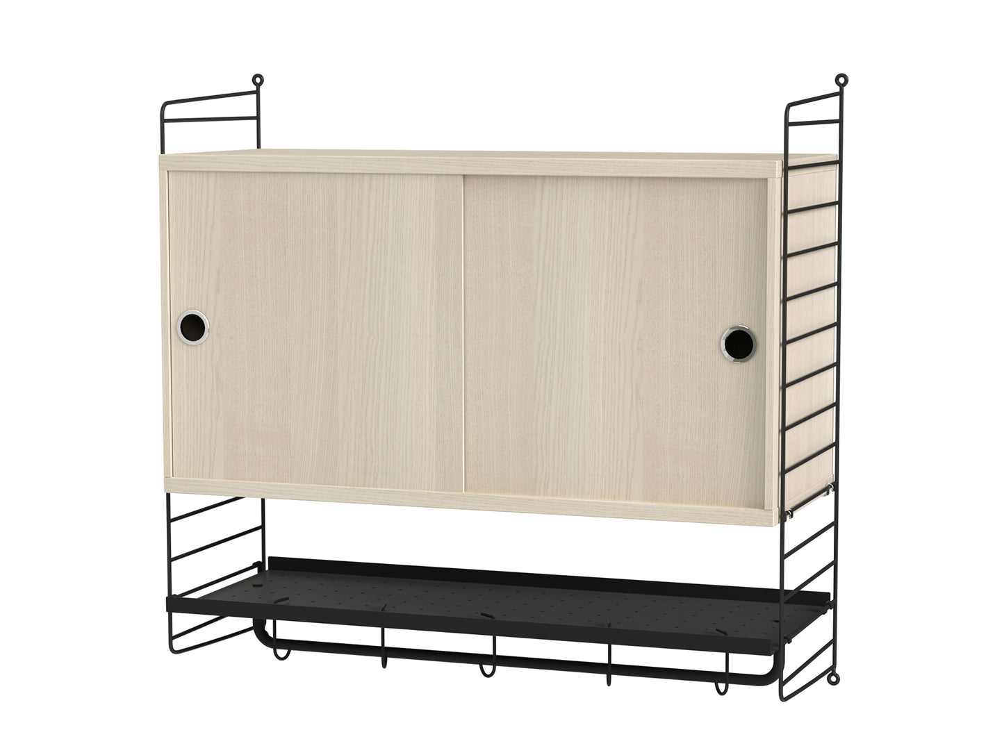 Bedroom Combination F by String - ash / black panels
