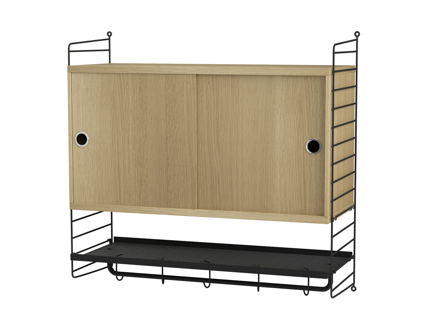 Bedroom Combination F by String - oak / black panels