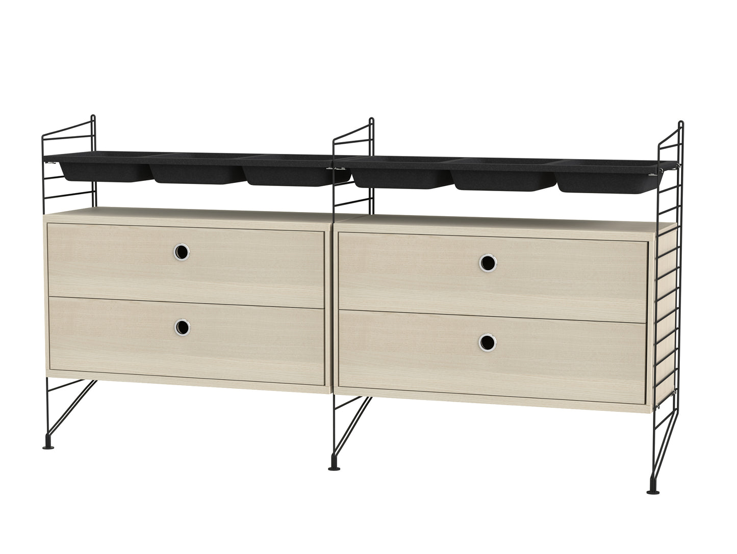 Bedroom Combination G by String - ash / black panels