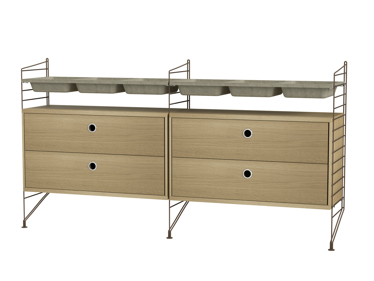 Bedroom Combination G by String - oak / brown panels