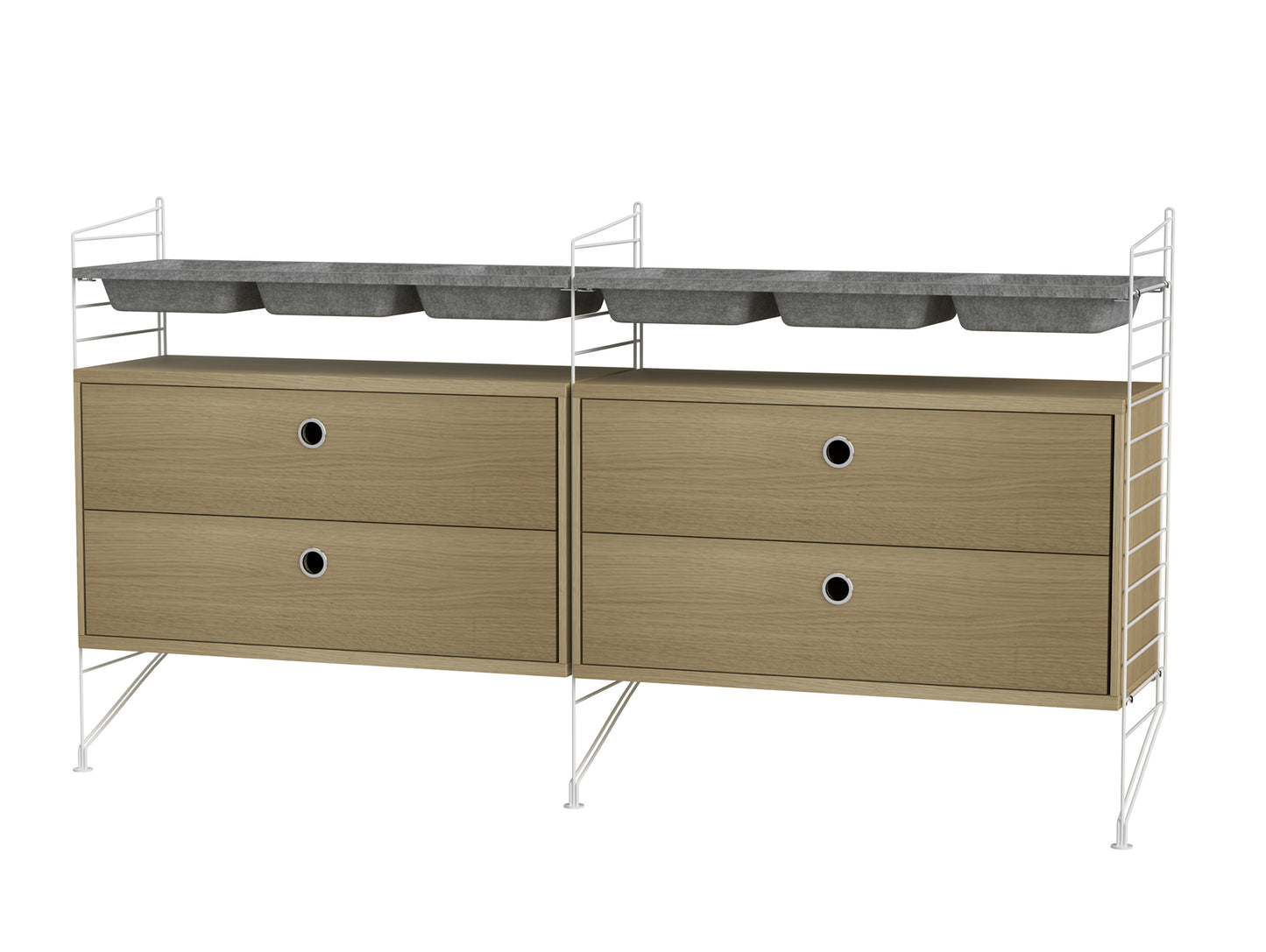 Bedroom Combination G by String - oak / white panels