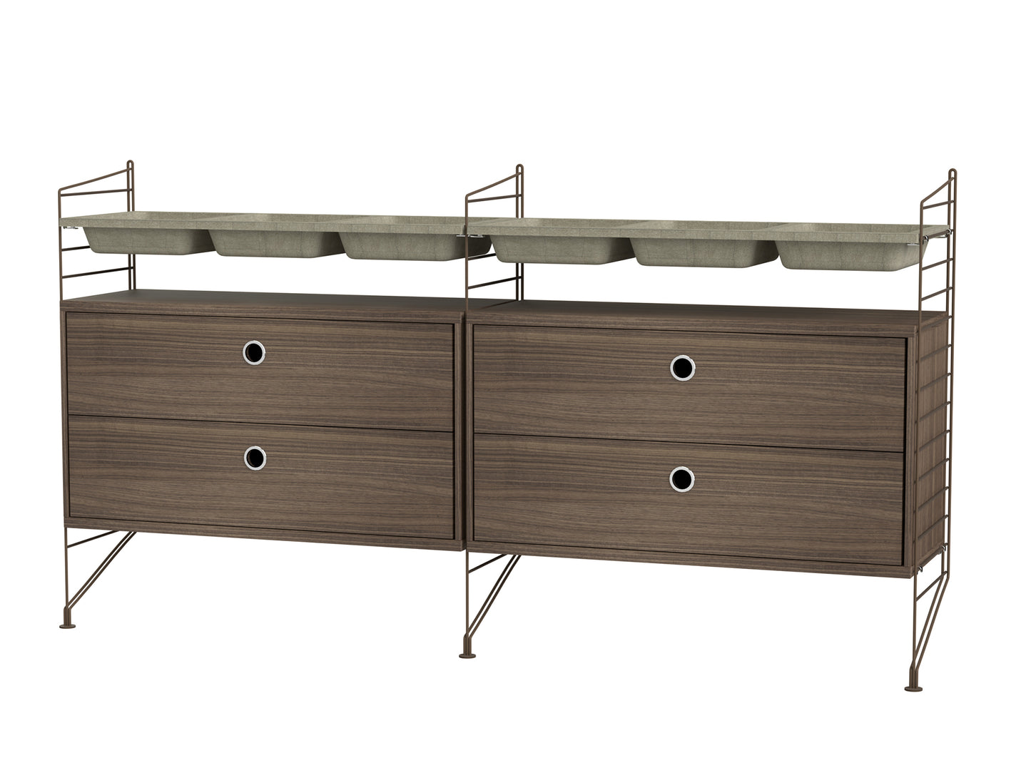 Bedroom Combination G by String - walnut / brown panels