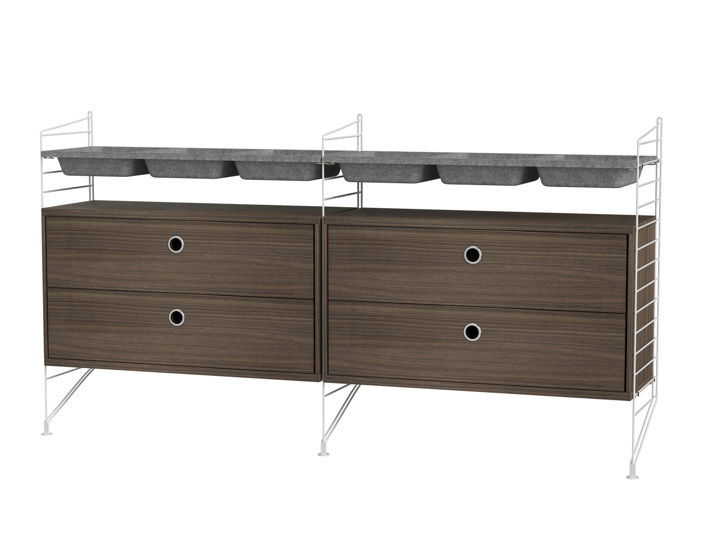 Bedroom Combination G by String - walnut / white panels