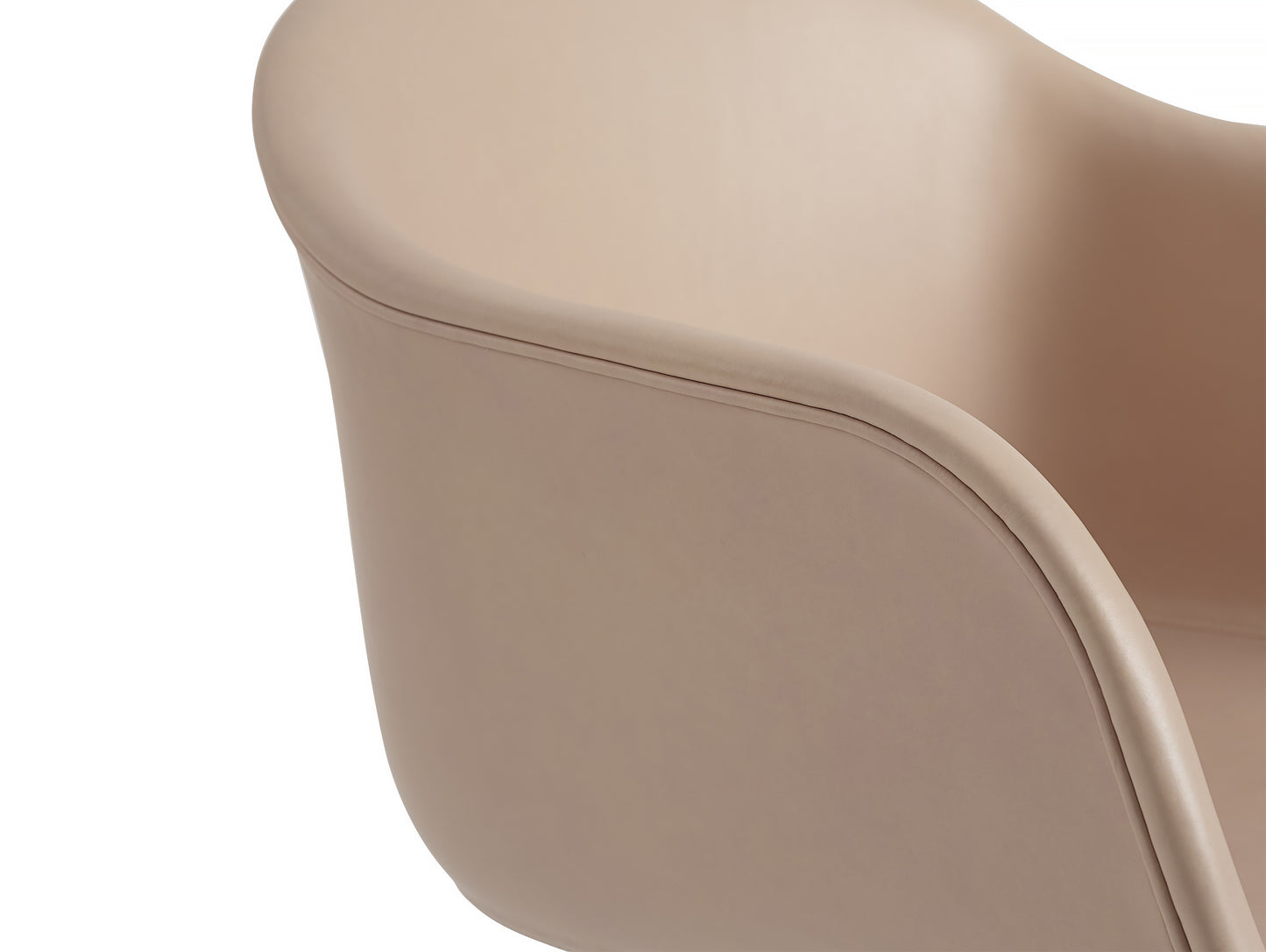 Beige Silk Leather / Black Fiber Armchair Upholstered with Swivel Base by Muuto