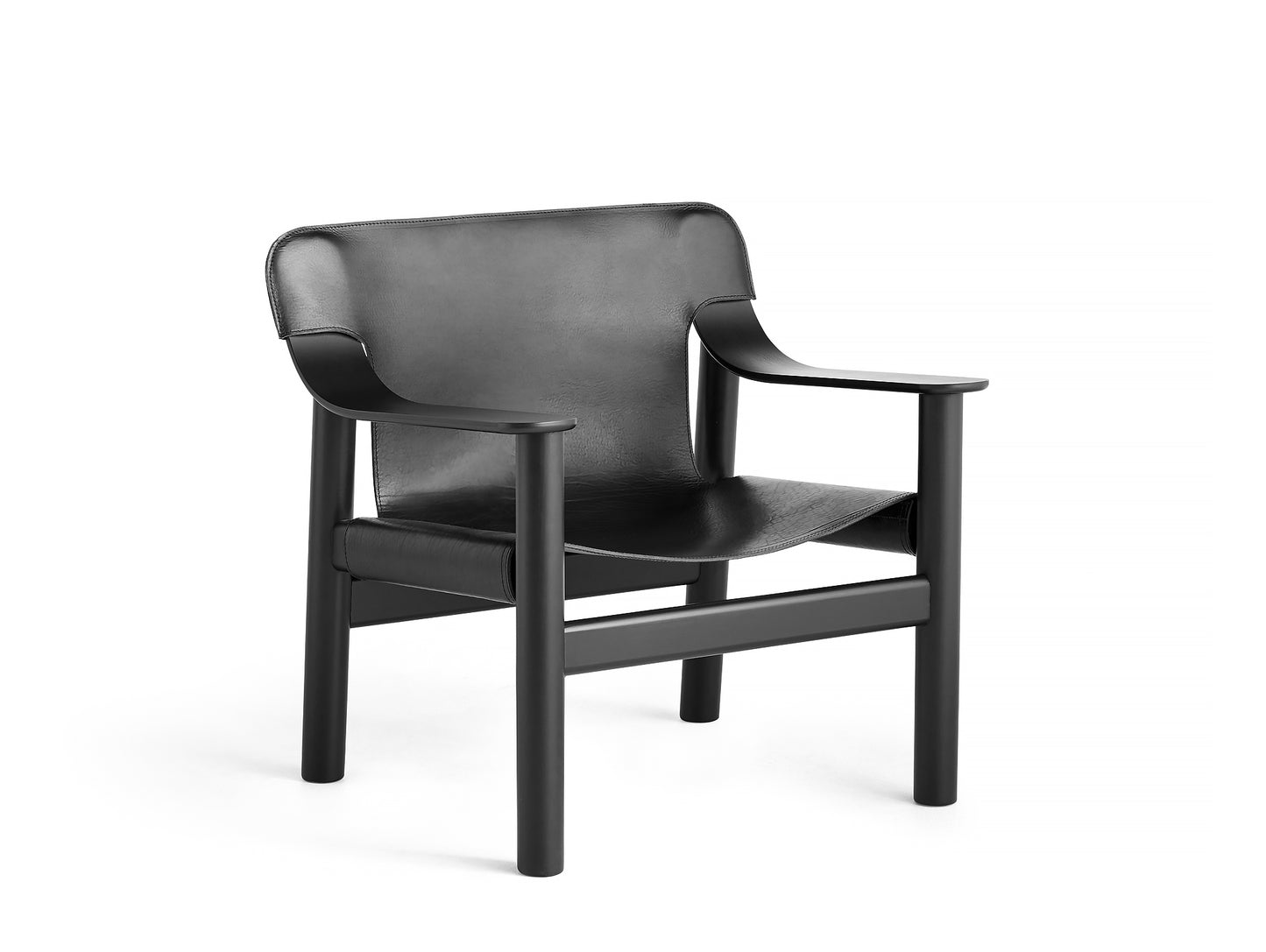 Bernard Easy Chair by HAY - Deep Black Lacquered Oak (Water-Based) / Black Leather Cover