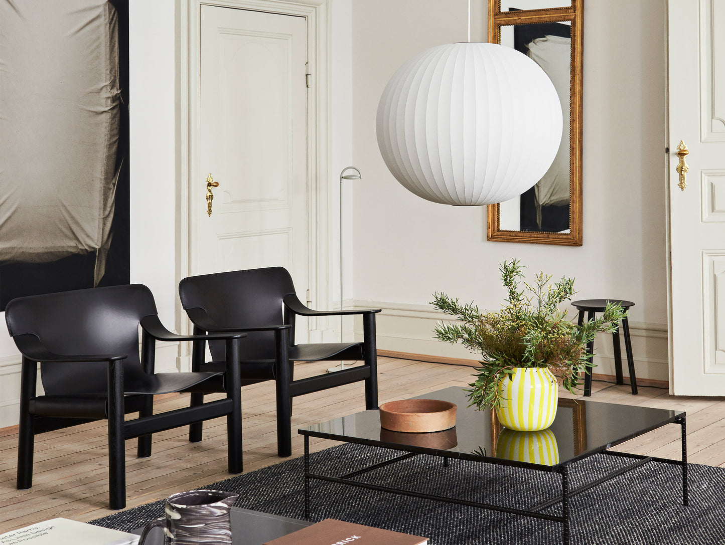 Bernard Easy Chair by HAY - Deep Black Lacquered Oak (Water-Based) / Black Leather Cover