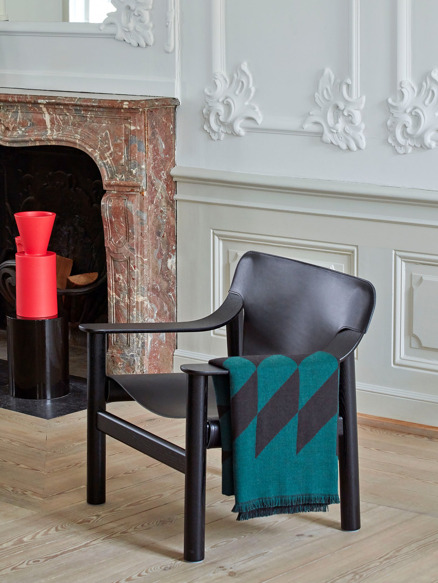 Bernard Easy Chair by HAY - Deep Black Lacquered Oak (Water-Based) / Black Leather Cover