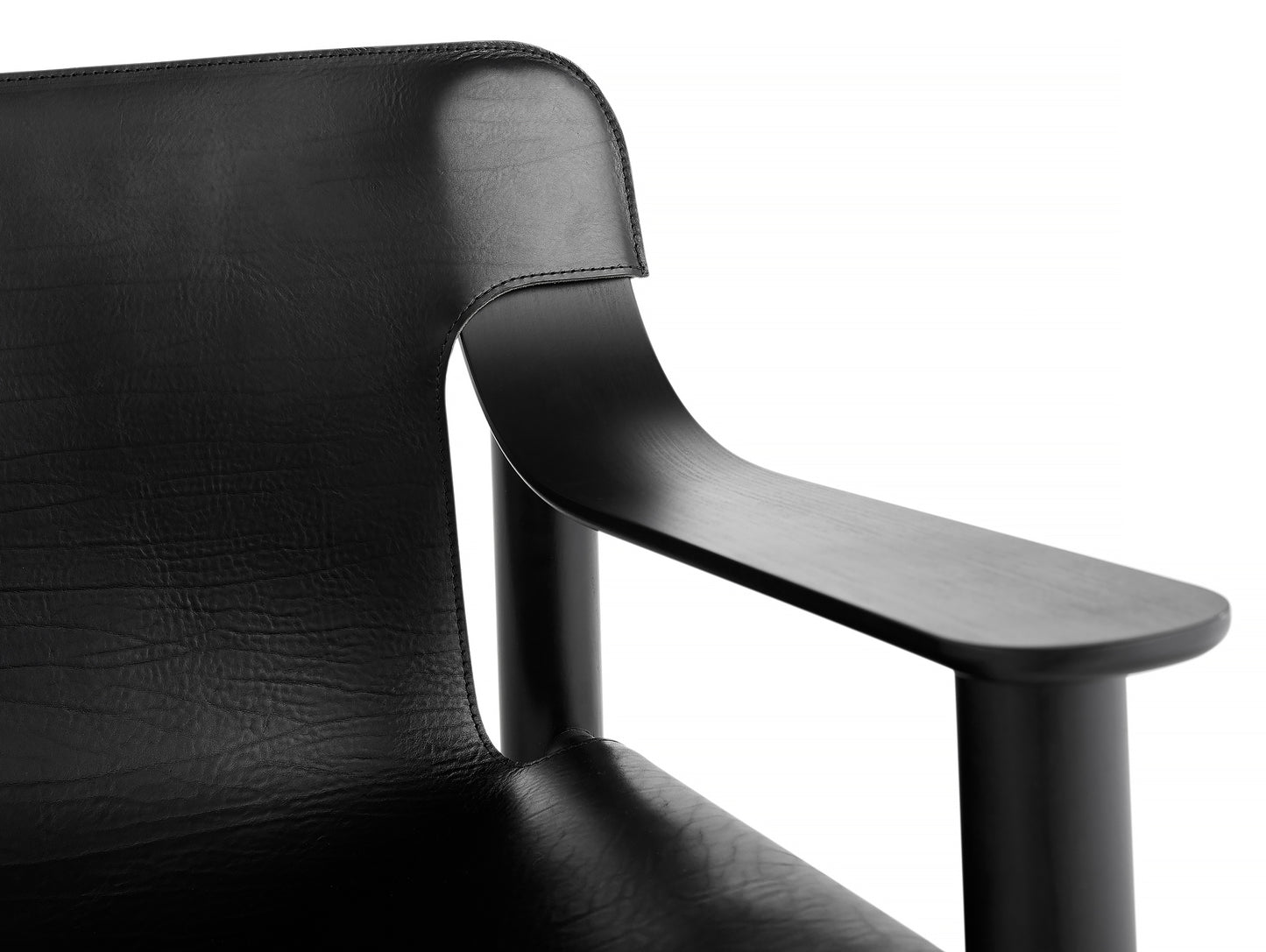 Bernard Easy Chair by HAY - Deep Black Lacquered Oak (Water-Based) / Black Leather Cover