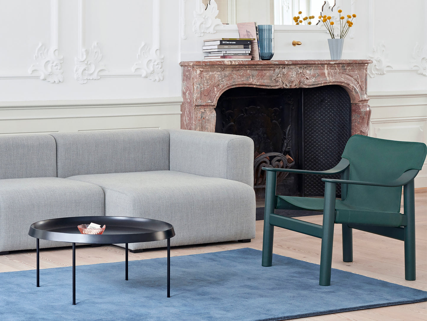 Bernard Easy Chair by HAY - Hunter Lacquered Beech (Water-Based) / Green Canvas Cover