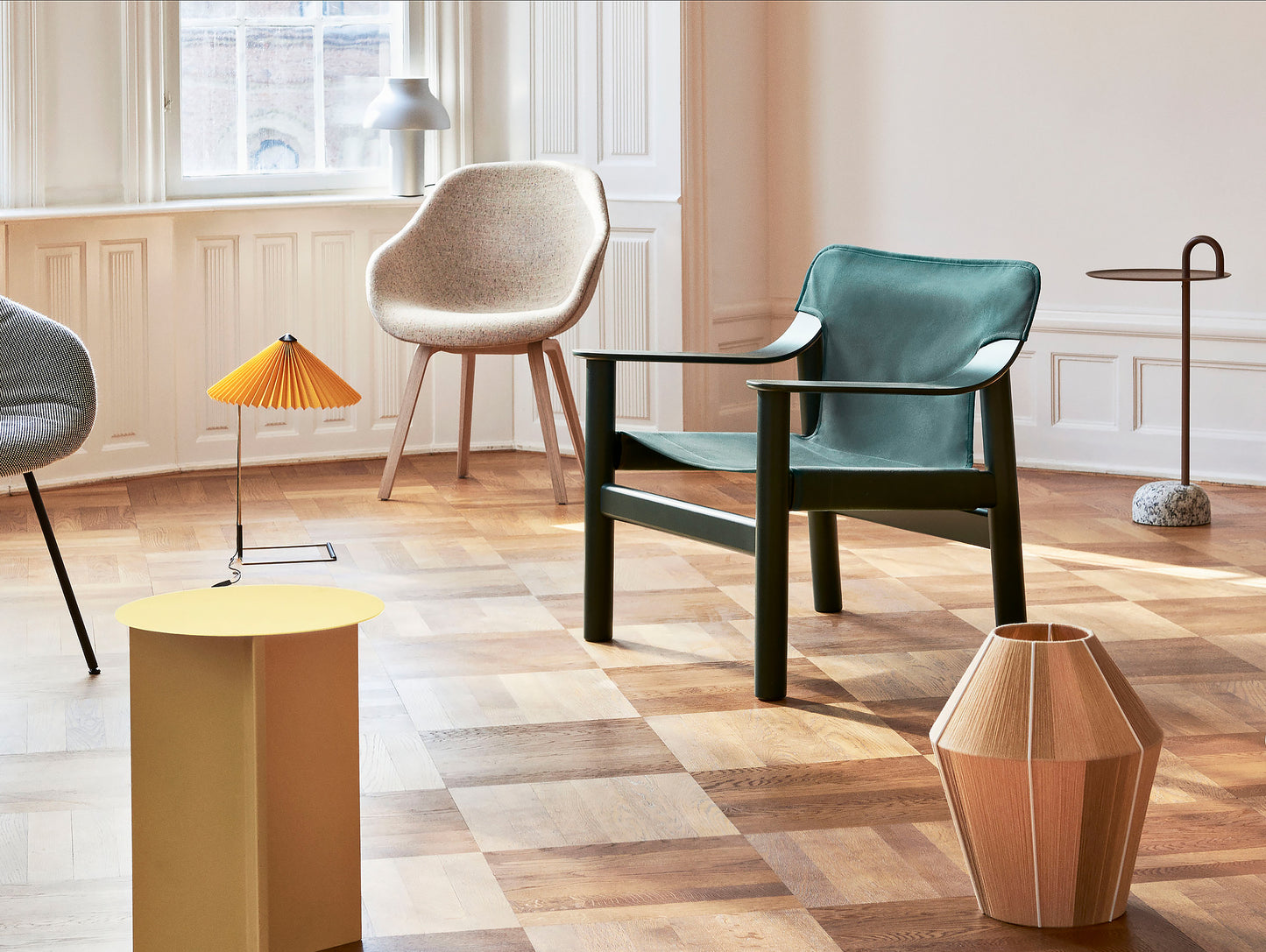Bernard Easy Chair by HAY - Hunter Lacquered Beech (Water-Based) / Green Canvas Cover