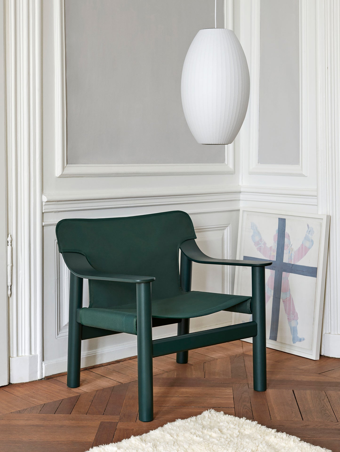 Bernard Easy Chair by HAY - Hunter Lacquered Beech (Water-Based) / Green Canvas Cover