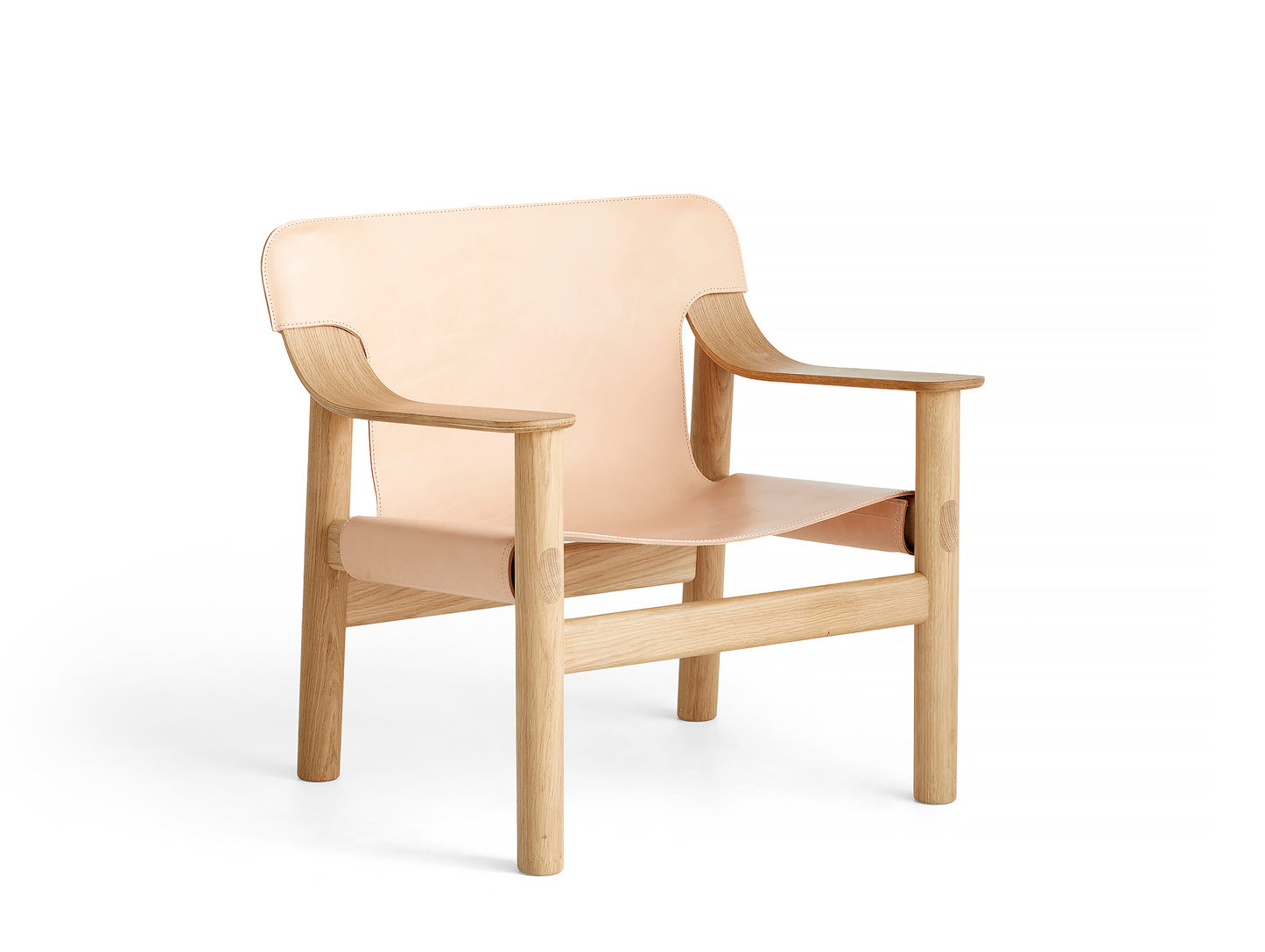 Bernard Easy Chair by HAY -Lacquered Oak (Water-Based) / Natural Leather Cover