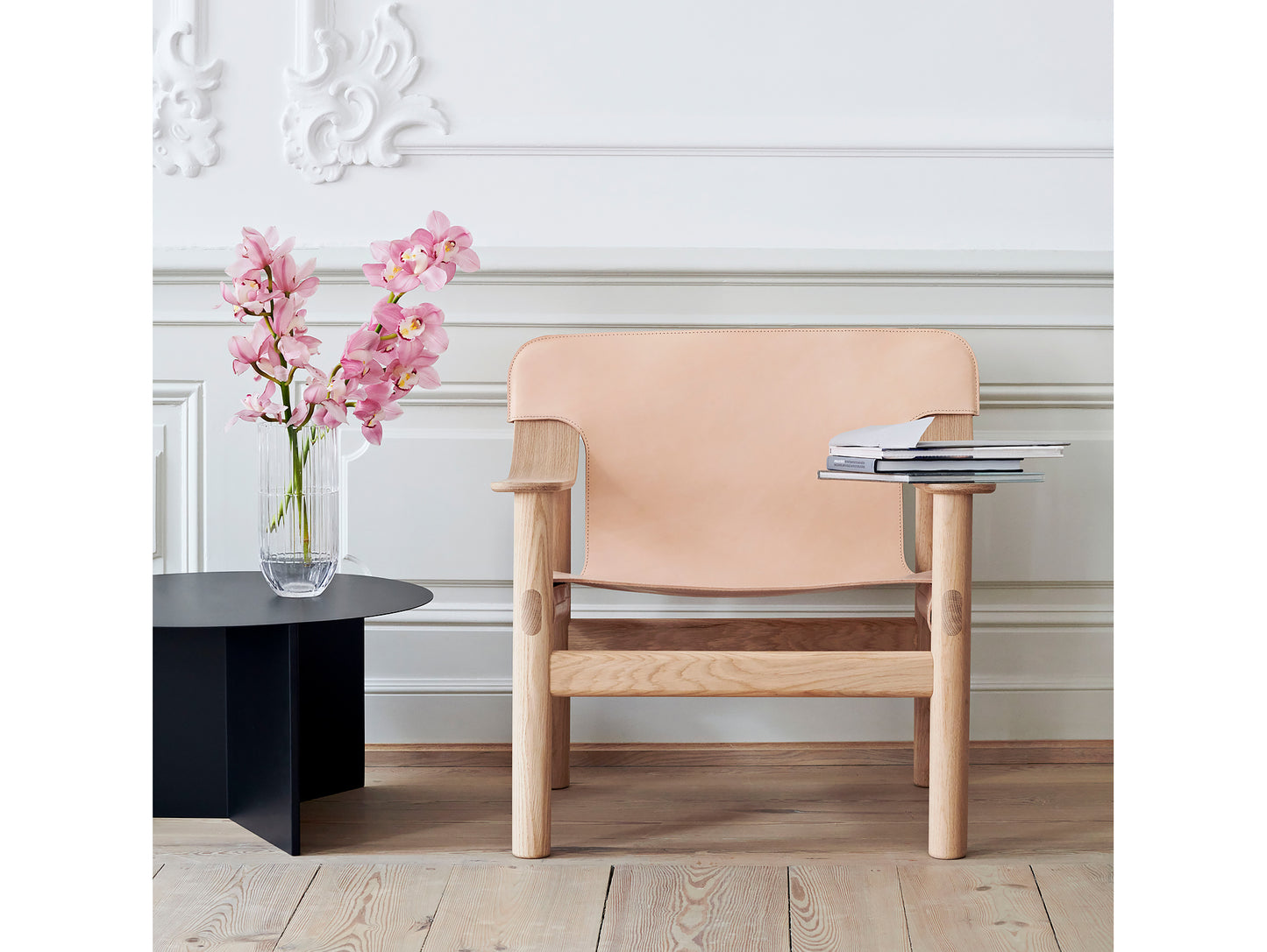 Bernard Easy Chair by HAY -Lacquered Oak (Water-Based) / Natural Leather Cover