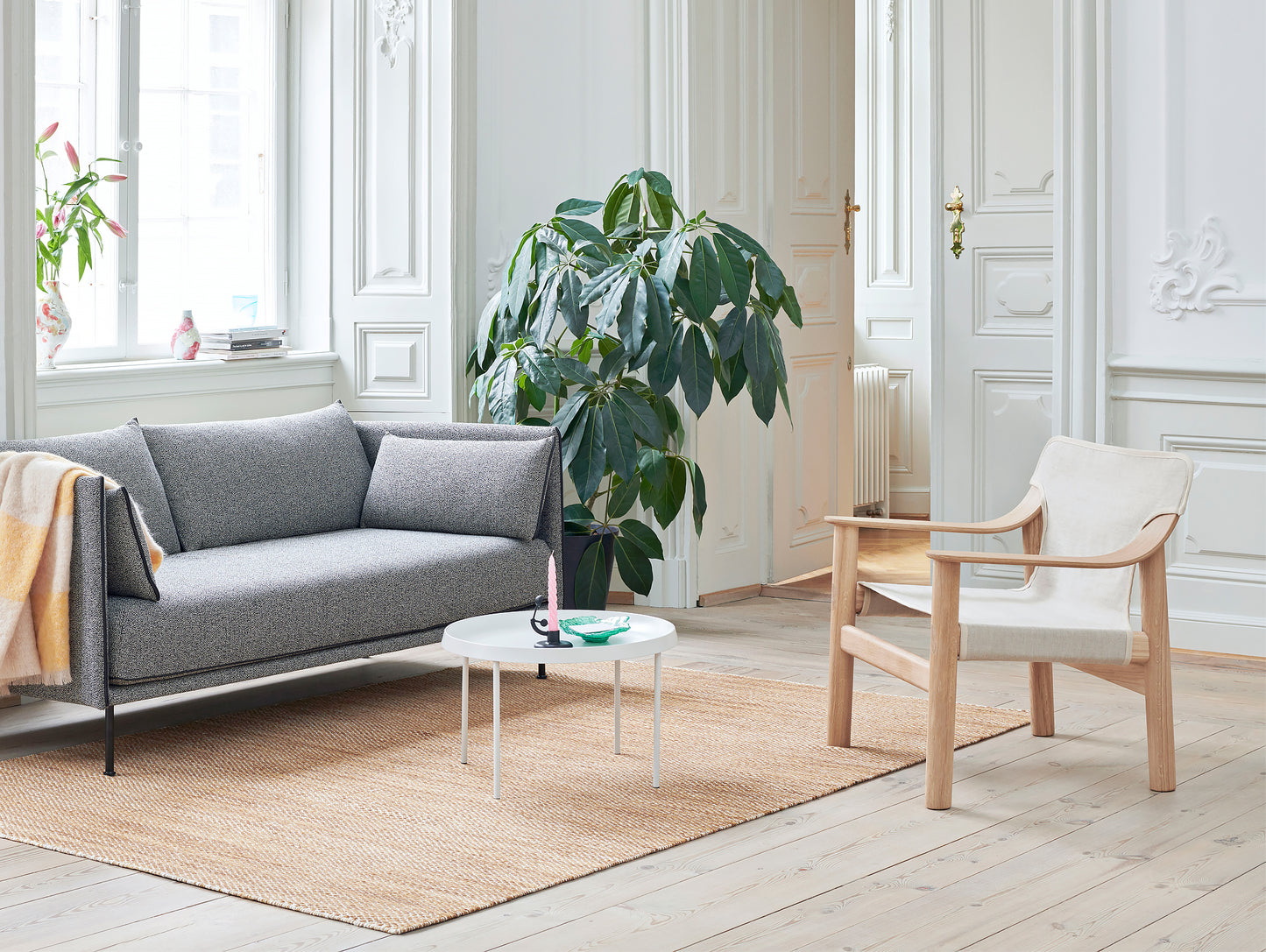 Bernard Easy Chair by HAY - Lacquered Oak (Water-Based / Raw Canvas Cover
