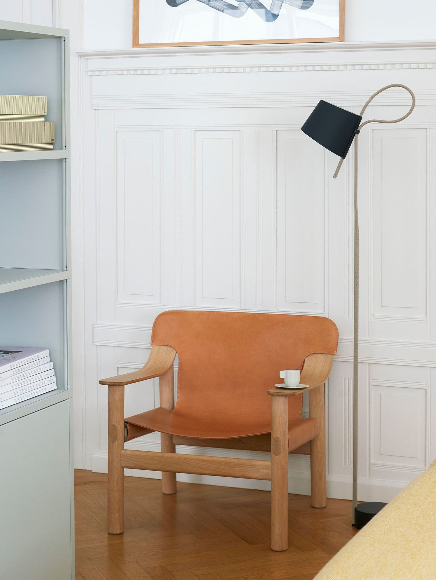 Bernard Easy Chair by HAY - Lacquered Oak (Water-Based) / Brandy Leather Cover