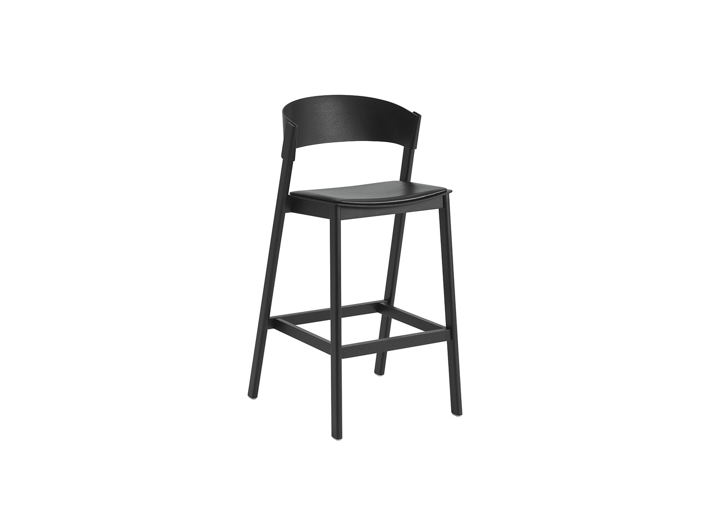 Cover Bar Stool Upholstered by Muuto - Black Oak / Black Silk Leather