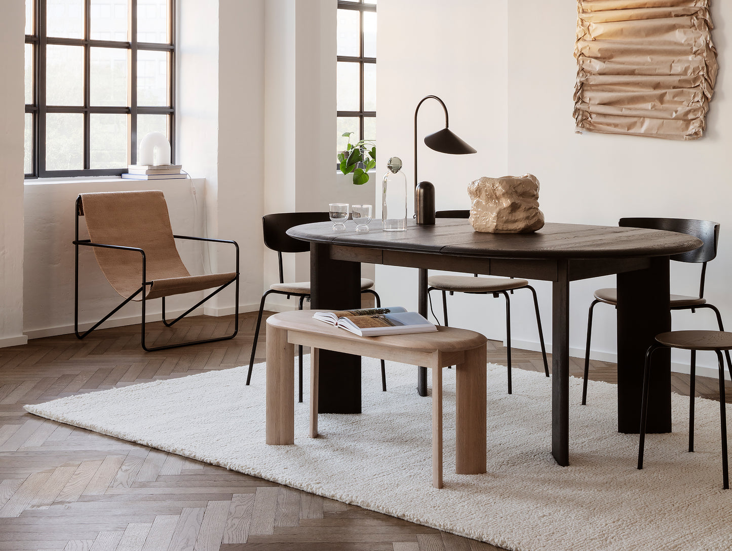 Black Oiled Oak Bevel Extendable Table (117 - 167 cm) by Ferm Living