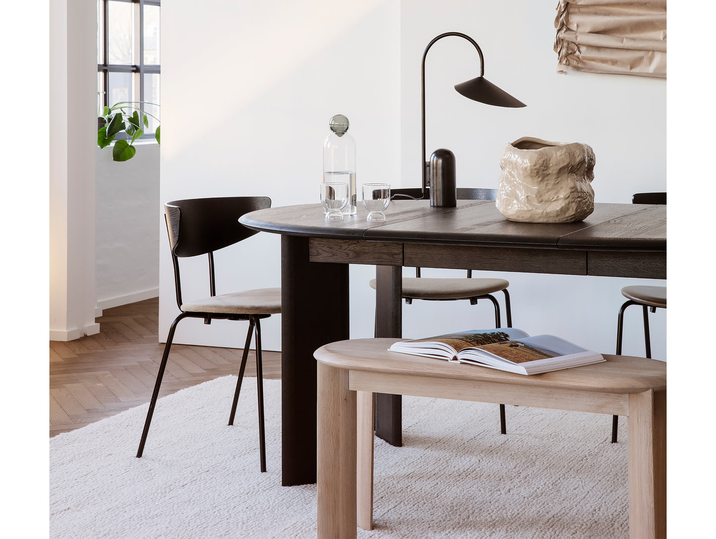 Black Oiled Oak Bevel Extendable Table (117 - 167 cm) by Ferm Living