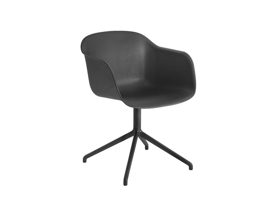 Black Fiber Armchair with Swivel Base by Muuto